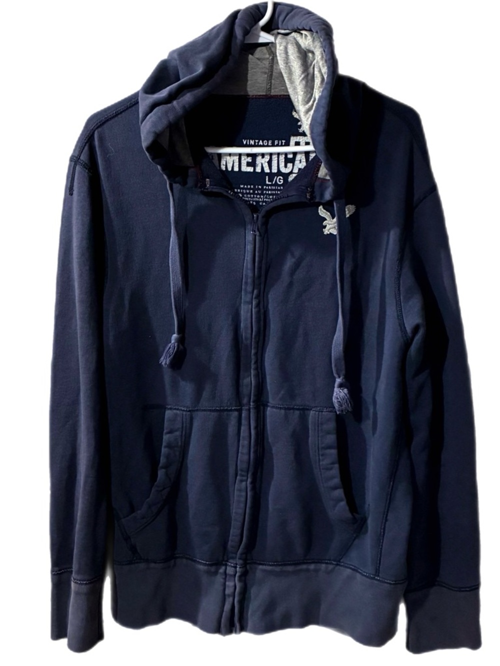 American Eagle Navy Zip-Up Hoodie with Hood